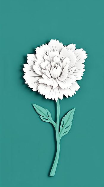 Teal Paper Carnation — , flower, white flower HD phone wallpaper