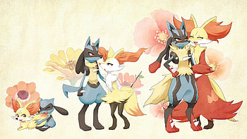 Delphox, Lucario HD wallpaper