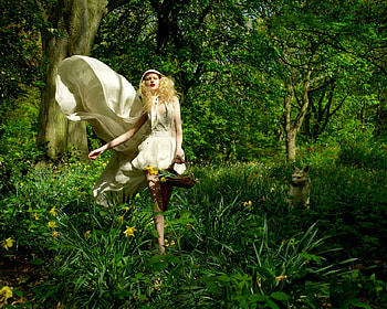 Fashion Model, model, forest, green, woman HD wallpaper