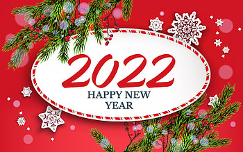 Happy New Year 2022, , Red Christmas background, 2022 New Year, 2022 concepts, Christmas frame, New Year 2022, Christmas tree HD wallpaper