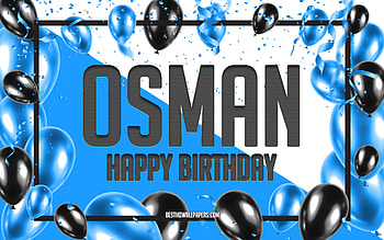Happy Birtay Osman, Birtay Balloons Background, Osman, with names, Osman Happy Birtay, Blue Balloons Birtay Background, Osman Birtay HD wallpaper