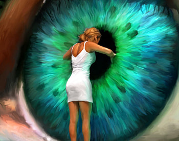 Looking, fantasy, eyes, colors, woman HD wallpaper