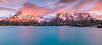Lake Pehoé, Torres del Paine National Park, mountains, nature HD wallpaper