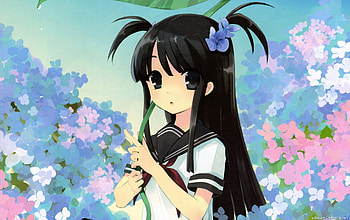 Cute anime girl, anime, flower, young, cute, girl HD wallpaper