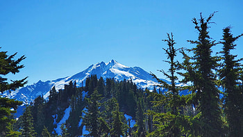 Glacier Peak, Washington, trees, landscape, sky, usa, snow HD wallpaper