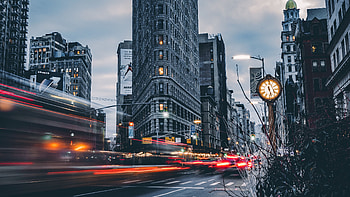 New York City, Flatiron building, Long exposure HD wallpaper