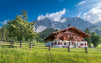 House in Austria, fence, house, Austria, meadow, tree HD wallpaper