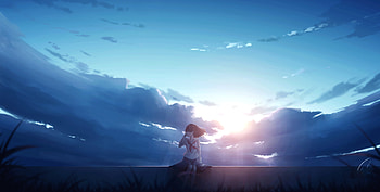Anime Girl Alone Sitting, anime-girl, anime, artist, artwork, digital-art HD wallpaper