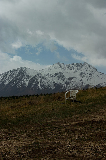 Nature, Grass, Mountains, Armchair, Lawn HD phone wallpaper