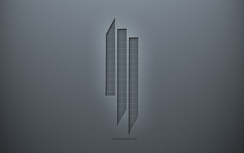 Skrillex logo, gray creative background, Skrillex emblem, gray paper texture, Skrillex, gray background, Skrillex 3d logo HD wallpaper