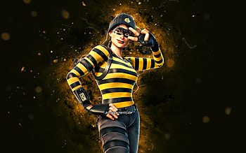 Bee Rapscallion, , yellow neon lights, Fortnite Battle Royale, Fortnite characters, Bee Rapscallion Skin, Fortnite, Bee Rapscallion Fortnite HD wallpaper