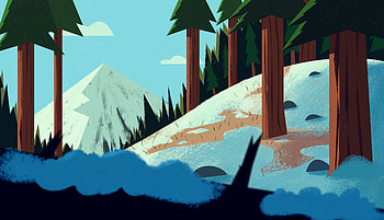 Trees, Art, Mountains, Snow, Forest HD wallpaper