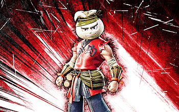 Bao Bros, grunge art, Fortnite Battle Royale, Fortnite characters, Bao Bros Skin, red abstract rays, Fortnite, Bao Bros Fortnite HD wallpaper