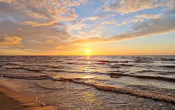 Sunset in Latvia, clouds, Latvia, sea, sunset HD wallpaper