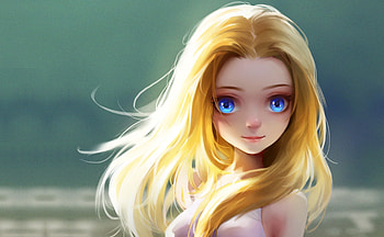 Cute Little Girl Blonde Eyes, blonde, artist, artwork, digital-art HD wallpaper