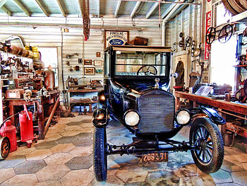 Good Ole' Days, Antique, 20s, Car, Garage HD wallpaper