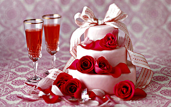Wine And Cake, Roses, White, Wine, Red, Other, Cake, People HD wallpaper