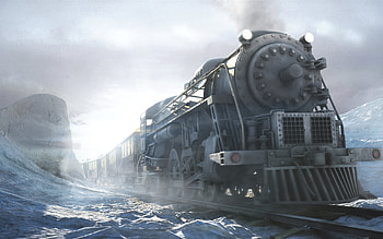 winter journey, winter, train, snow, track HD wallpaper
