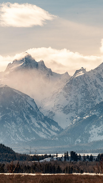 Tetons National Park, Wyoming, USA mountains, travel HD phone wallpaper