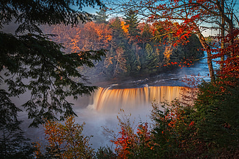 Autumn Waterfall Forest Fall , waterfall, autumn, forest, nature HD wallpaper