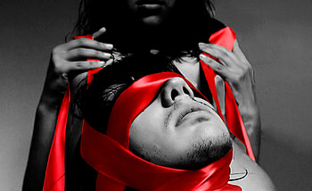Blind Love, black, model, graphy, black and red, man, girl, beautiful, nice, woman, lady, love, red, male, female HD wallpaper