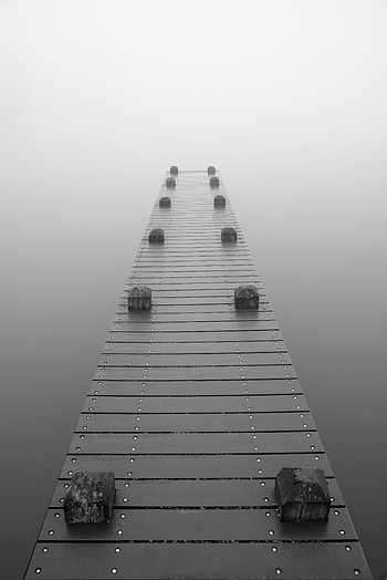 Pier, Miscellanea, Miscellaneous, Fog, Grey, Bw, Chb HD phone wallpaper