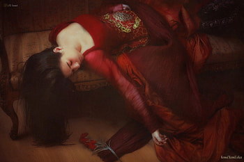 Red Death, lady, fantasy, death, red HD wallpaper