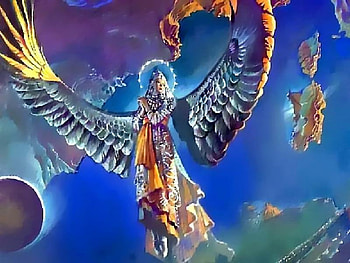 Angel, wings, earth, winged, moon, sky HD wallpaper