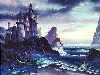 CASTLE BY THE SEA VIEW WAVES, gorgeous, sea, beautiful, castle HD wallpaper