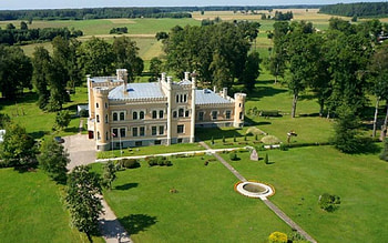 Castle in Garsene, Latvia, fields, Latvia, summer, castle HD wallpaper