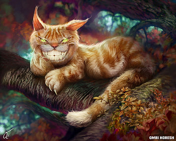 Cheshire, frumusete, omrikoresh, cat, orange, omri koresh, dark, halloween, fantasy, pisici, wonderland HD wallpaper