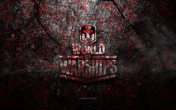 World of Warships logo, grunge art, World of Warships stone logo, red stone texture, World of Warships, grunge stone texture, WoT logo, World of Warships emblem, World of Warships 3d logo HD wallpaper