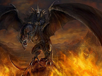 lotr-wraith&nazgul, wraith, smoke, nazgul, mountains, fire, rocks HD wallpaper