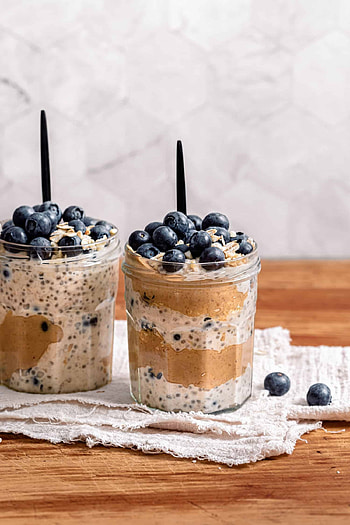 Blueberry peanut butter overnight oats, Healthy breakfast option, Nutritious start, Tasty combination HD phone wallpaper