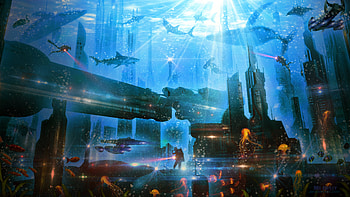 Jellyish Liberty Town , artist, artwork, digital-art, deviantart HD wallpaper