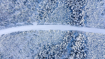 Winter, Nature, Snow, View From Above, Road, Forest HD wallpaper