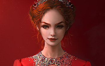 Girl, jewel, art, fantasy, red, face, nixeu, redhead HD wallpaper