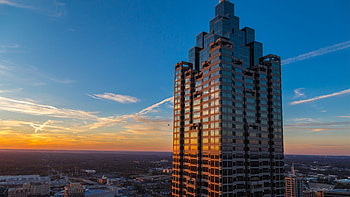 Atlanta Skyscraper, horizon, architecture, atlanta, reflection, skyscraper, sunset HD wallpaper