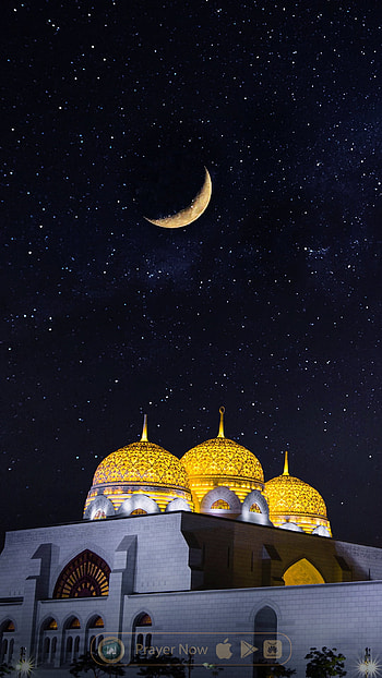 mosque, sky, moon HD phone wallpaper