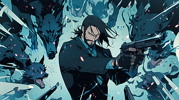 Anime-Style John Wick Action, movie, Anime, John Wick HD wallpaper