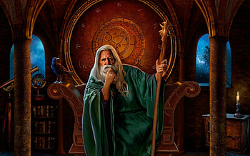 Wizard, bird, fantasy, man HD wallpaper