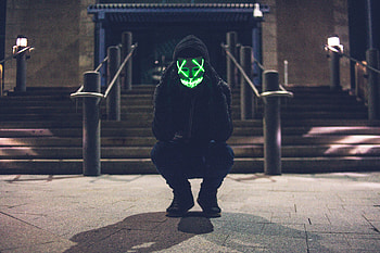 Miscellanea, Miscellaneous, Glow, Mask, Human, Person, Anonymous, Hood HD wallpaper