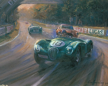 Alan Fearnley art, alan fearnley, blue, painting, art, car, red, race HD wallpaper
