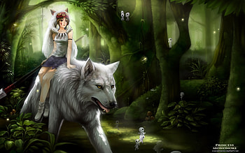 Movie Princess Mononoke Princess Forest Wolf Green Magic Anime HD wallpaper