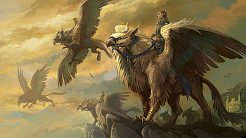 Griffins, Slava Shestopalov artwork, Fantasy art, Mythical creatures HD wallpaper
