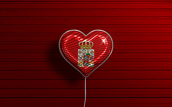 I Love Ciudad Real, , realistic balloons, red wooden background, Day of Ciudad Real, spanish provinces, flag of Ciudad Real, Spain, balloon with flag, Provinces of Spain, Ciudad Real flag, Ciudad Real HD wallpaper