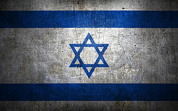 Israeli metal flag, grunge art, asian countries, Day of Israel, national symbols, Israel flag, metal flags, Flag of Israel, Asia, Israeli flag, Israel HD wallpaper