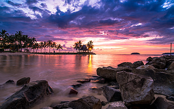 Beach Resort Sunset HD wallpaper