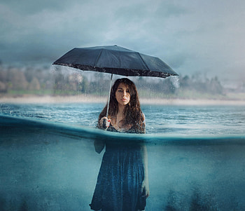 graphy Manipulation Umbrella Girl Women Rain, graphy, umbrella, women, girls, rain, dress HD wallpaper