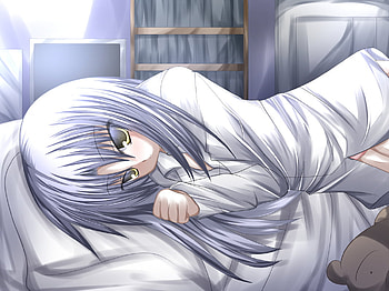 kanade, bed, mature, dress shirt, angel beats HD wallpaper